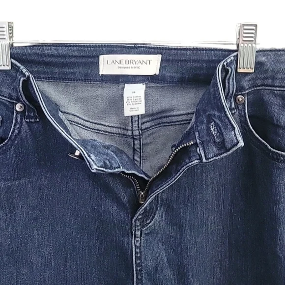 Lane Bryant Mid Rise Super Stretch Skinny Jeans w Petaled Distressed Hem Size 16 - Picture 5 of 10